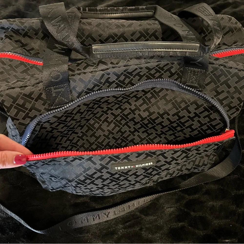 Tommy Hilfiger Jacquard Black Weekender or Diaper Bag
